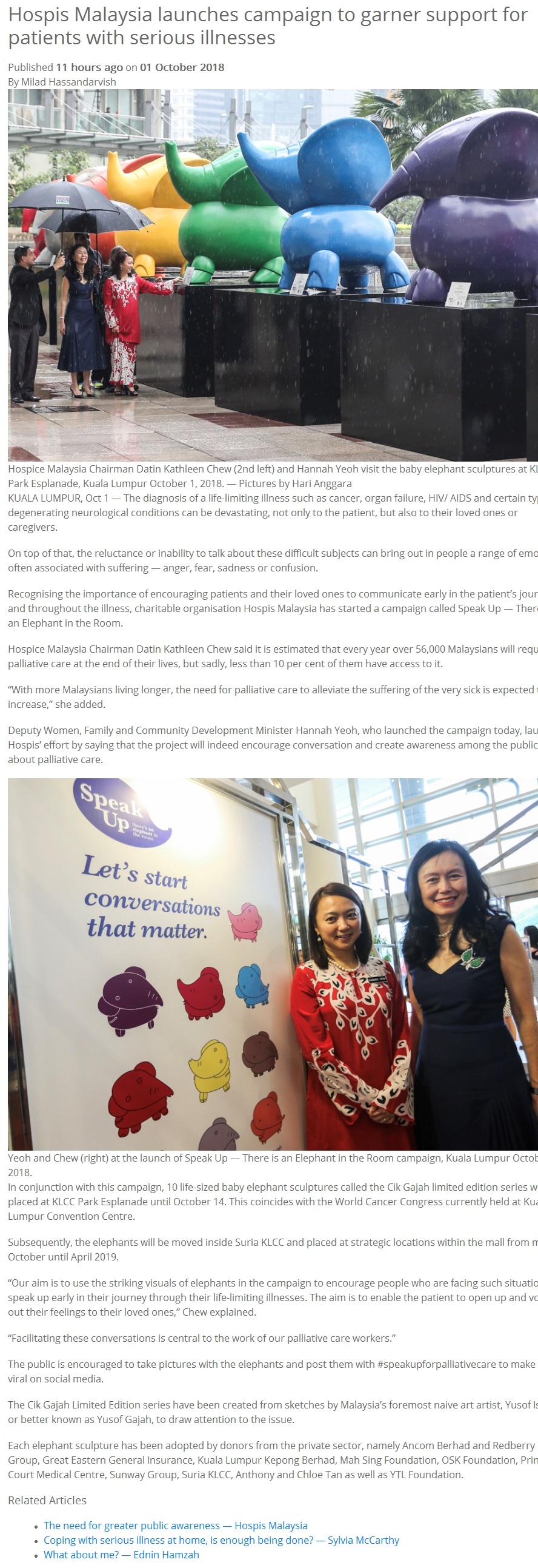 The Malay Mail Hospis Malaysia Launches Campaign To Garner Support For Patients With Serious Illness 1 October 2018